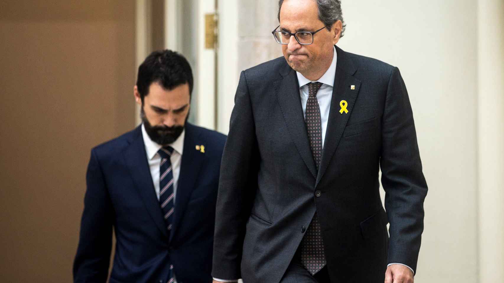 Roger Torrent, presidente del Parlament, y Quim Torra, presidente de la Genetalitat de Cataluña.