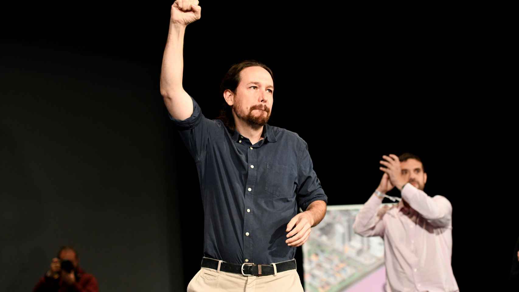 Pablo Iglesias, durante el encuentro municipalista de Podemos en Alcorcón (Madrid).