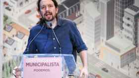 Pablo Igleisas, en el encuentro municipalistra de Podemos, en Alcorcón (Madrid).