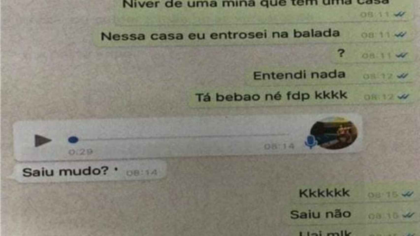 Mensajes del jugador brasileño con su amigo
