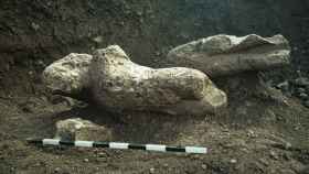 Una de las esculturas halladas en Atalanti.