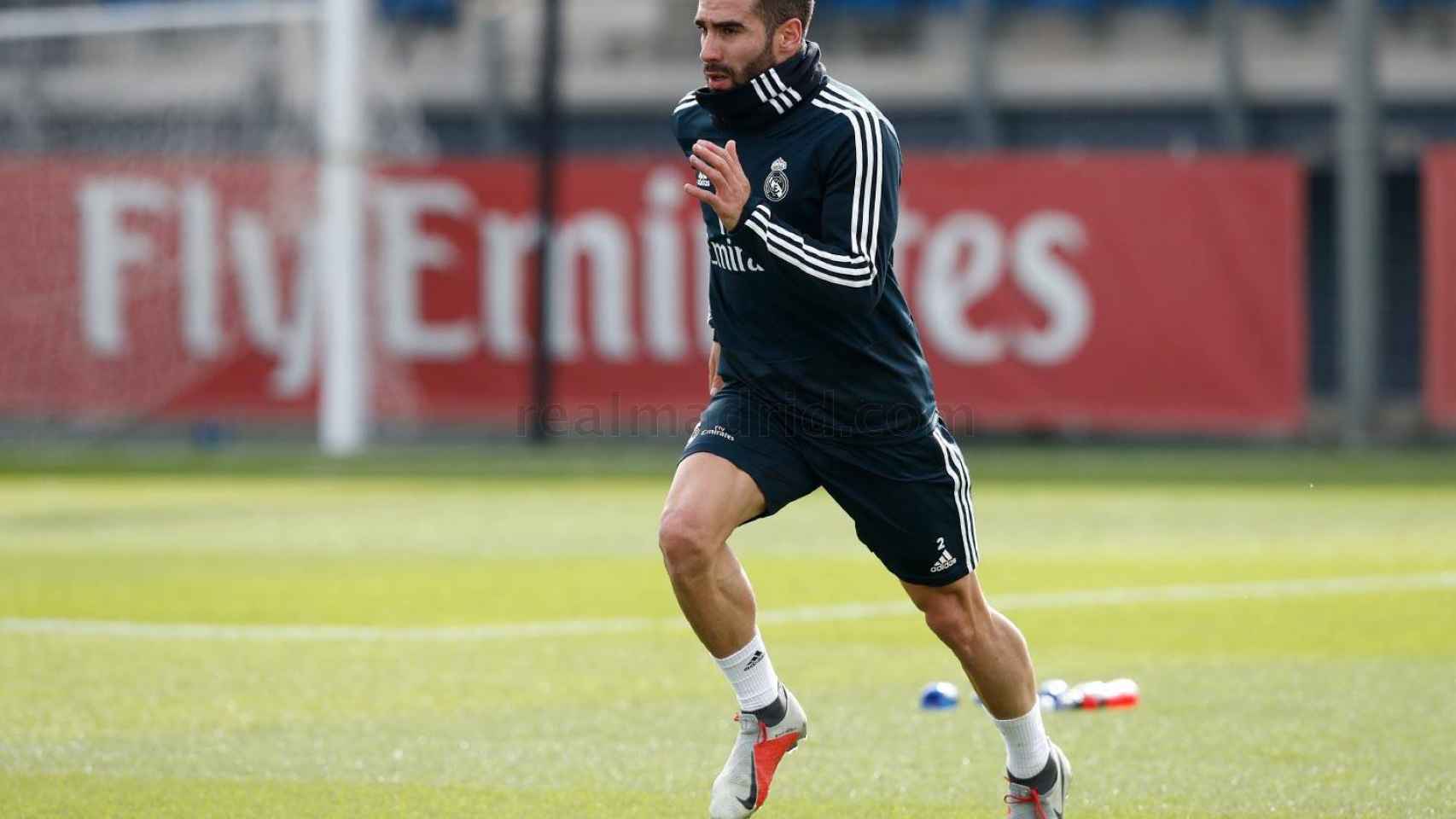 Carvajal, en un entrenamiento del Real Madrid