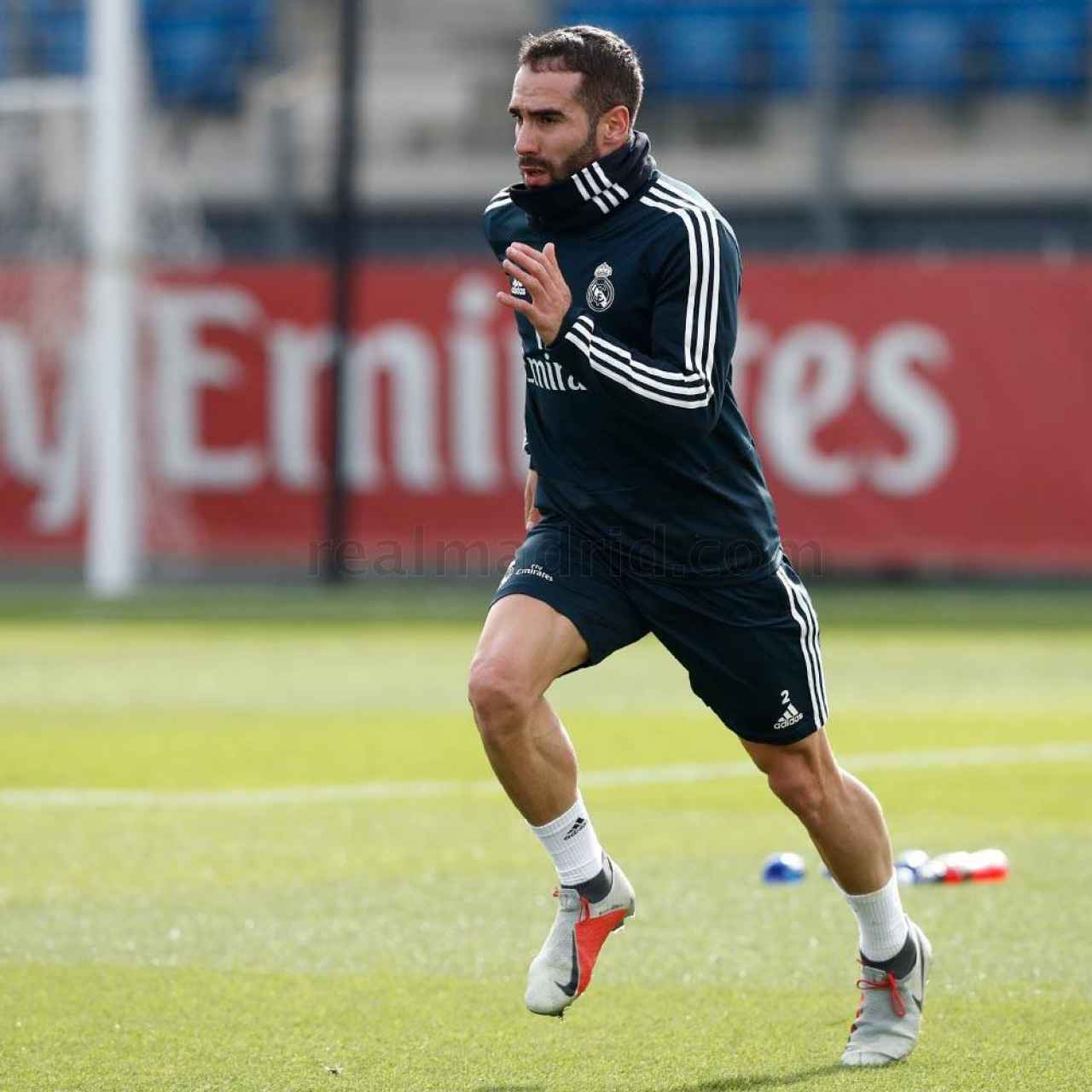Carvajal, en un entrenamiento del Real Madrid