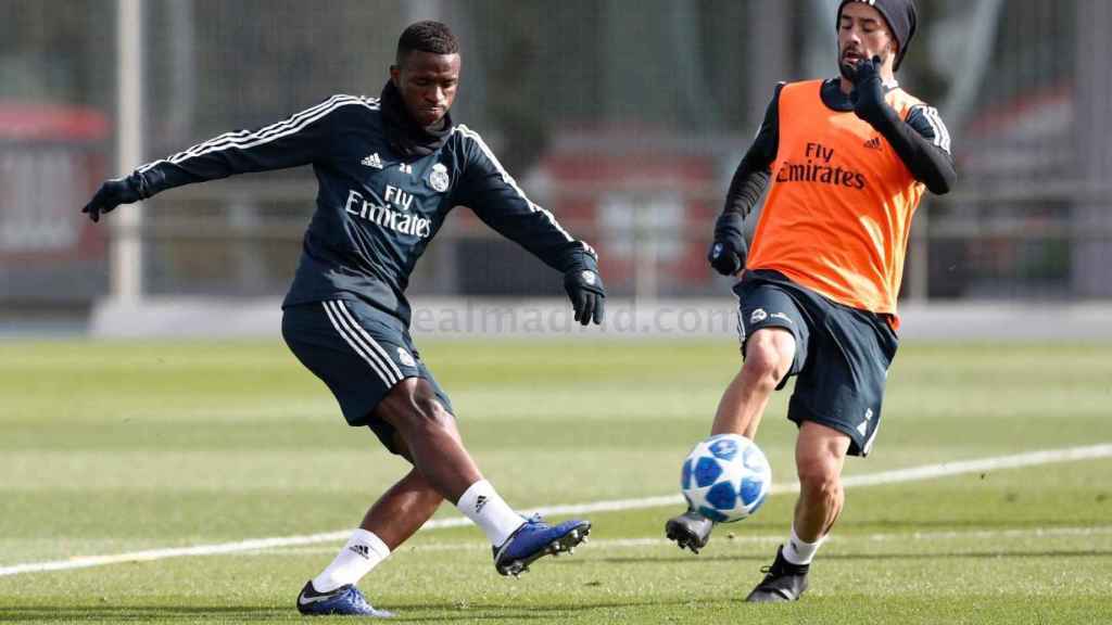 Vinicius en un entrenamiento del Real Madrid
