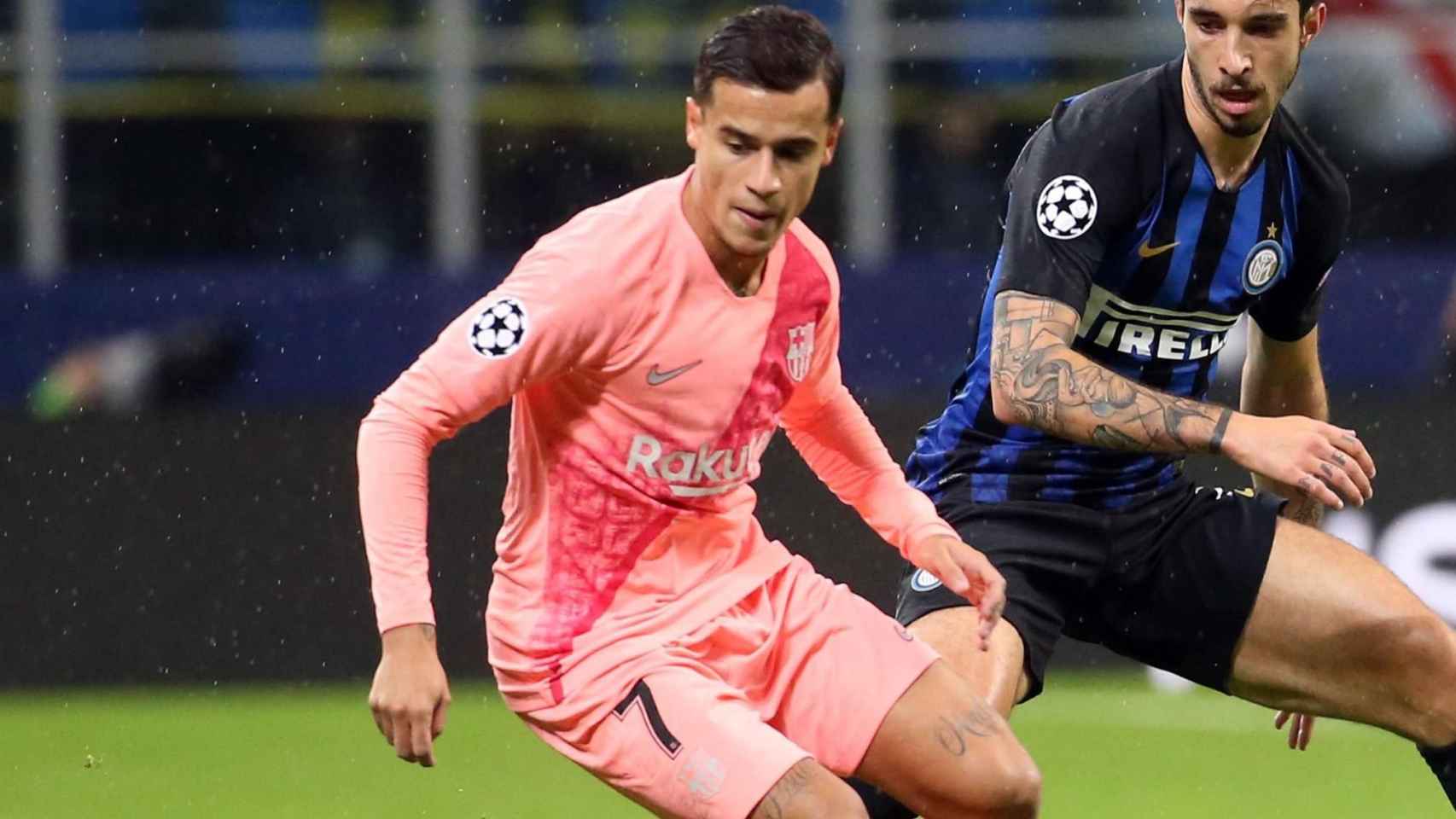 Coutinho en el partido contra el Inter de Milán