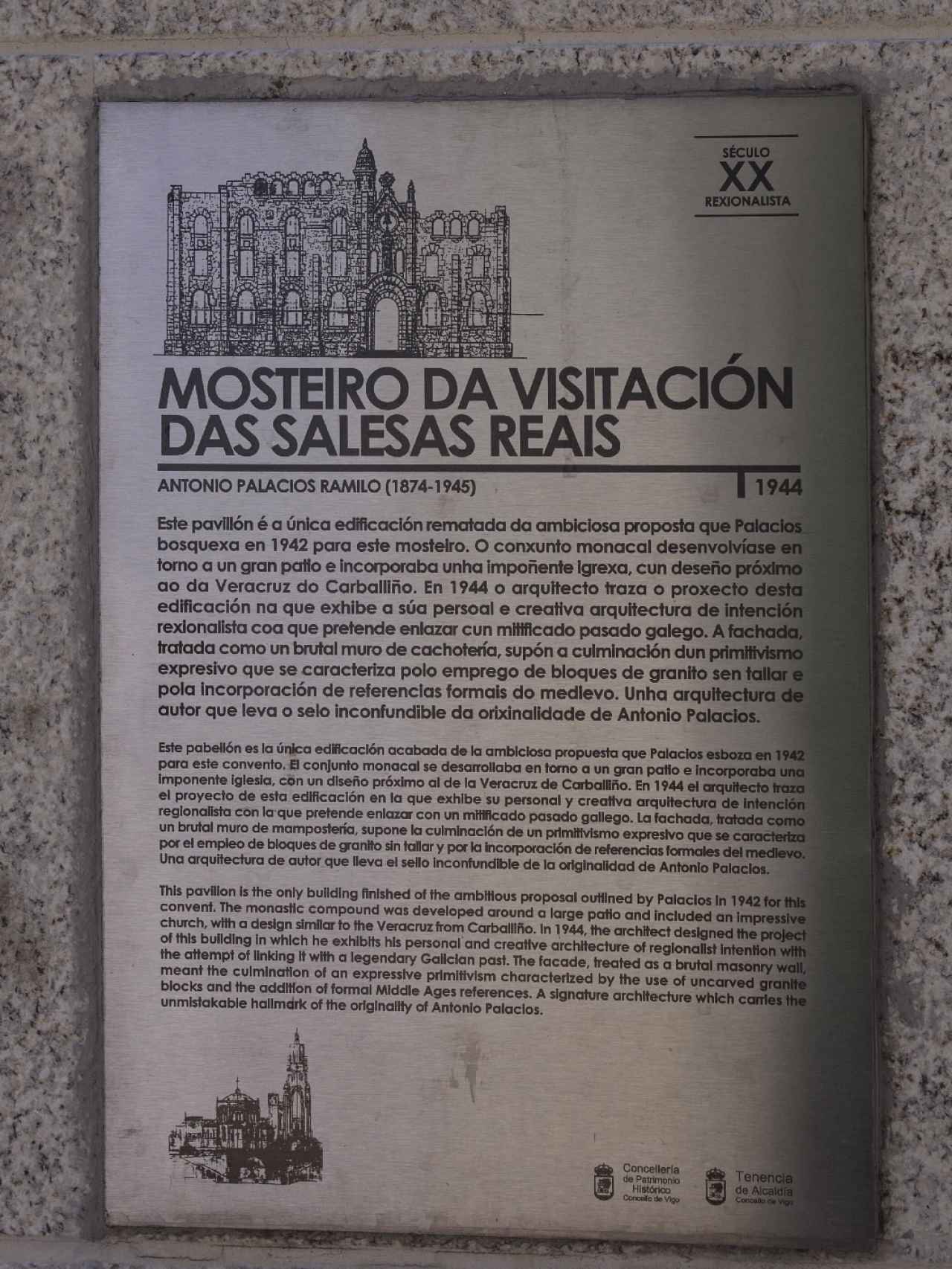 Placa en el Monasterio de las Salesas.