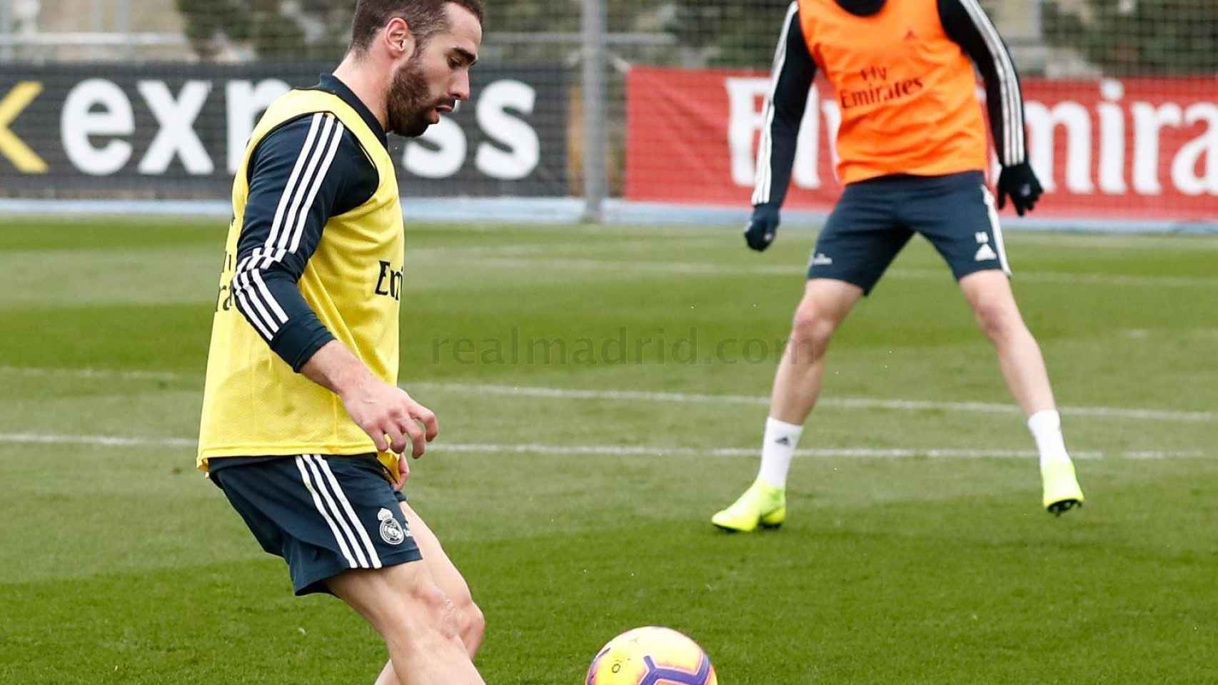 Carvajal y Fede Valverde, en un entrenamiento del Real Madrid
