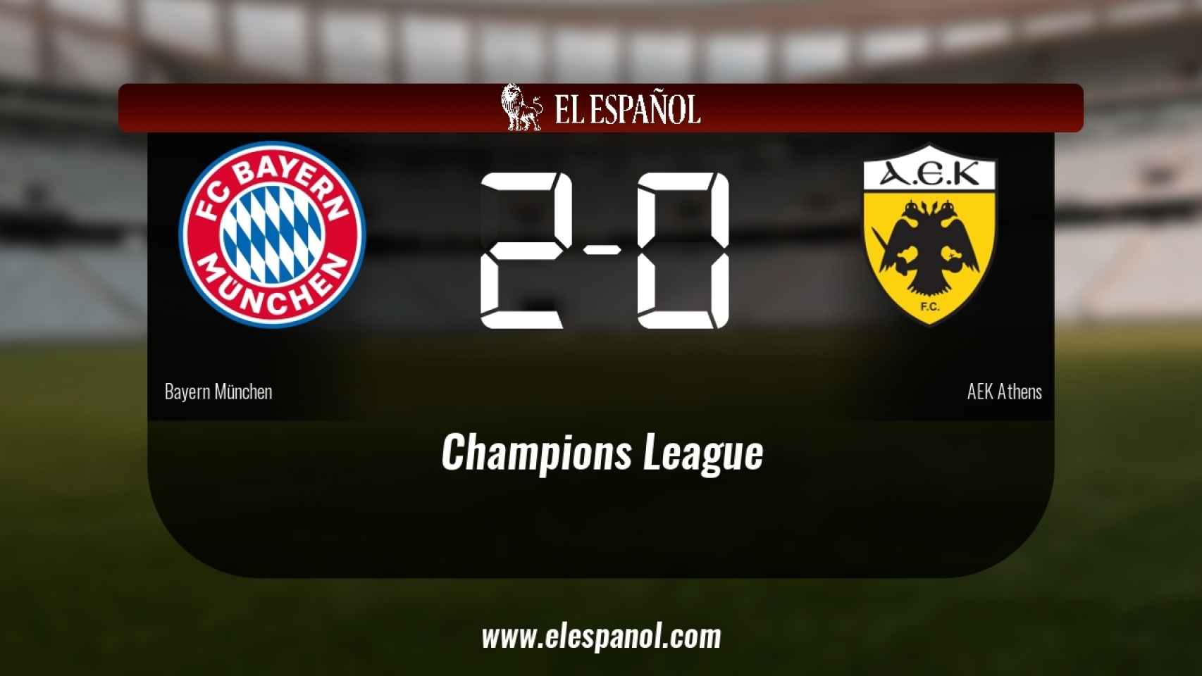 Triunfo del Bayern de Munich por 2-0 frente al AEK de Atenas