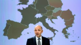 El comisario Moscovici, durante la presentación de las previsiones económicas