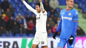 Parejo celebra su gol al Getafe en la jornada 12 de La Liga