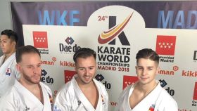 España plata en el Mundial de kárate en la modalidad de kata por equipos. Twitter: (@RFEKarate)