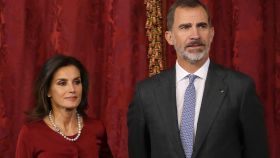 Felipe y Letizia en la última recepción en el Palacio de la Zarzuela.