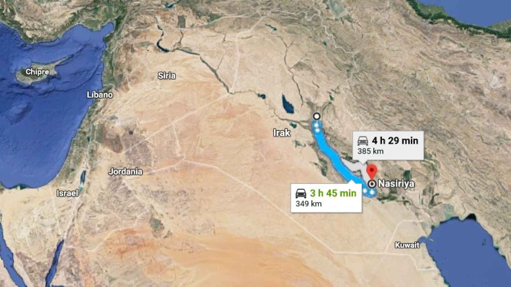Los terroristas se trasladaron desde Bagdad hasta Nasiriyah.