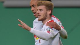 Werner celebra un gol con el RB Leipzig en Europa League
