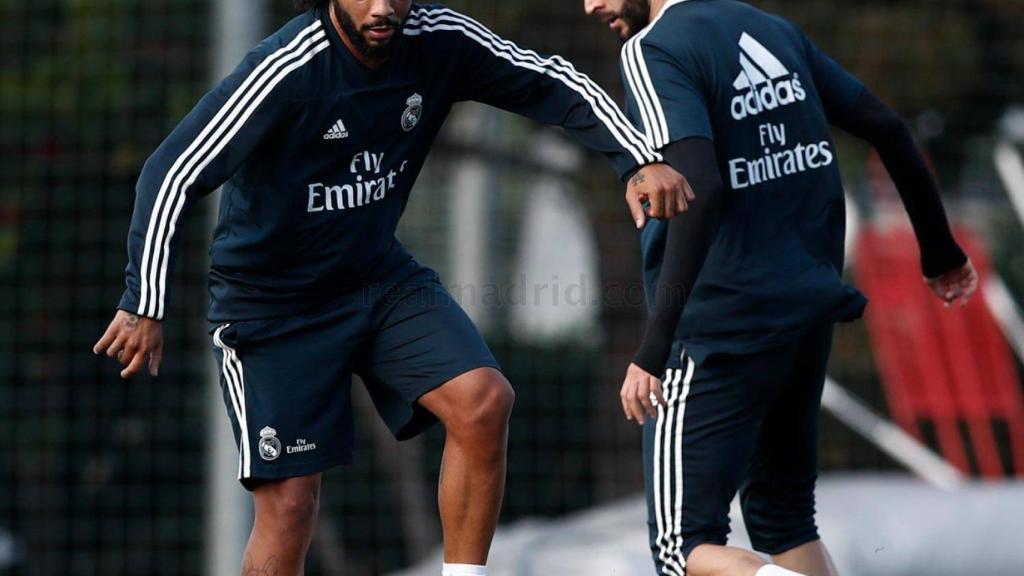 Marcelo y Benzema trabajan en Valdebebas