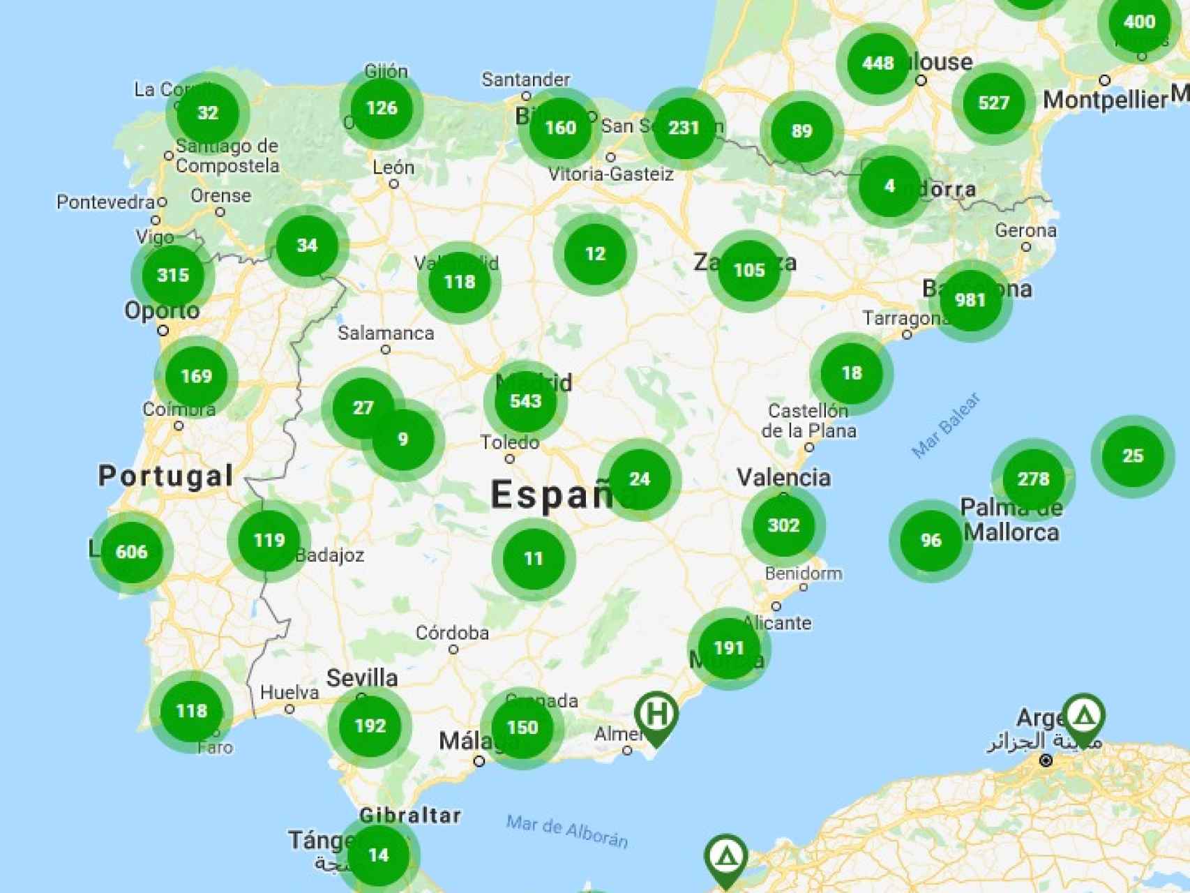 Puntos de Carga en España a día de hoy