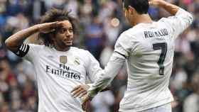 Marcelo y Cristiano Ronaldo celebrando un gol