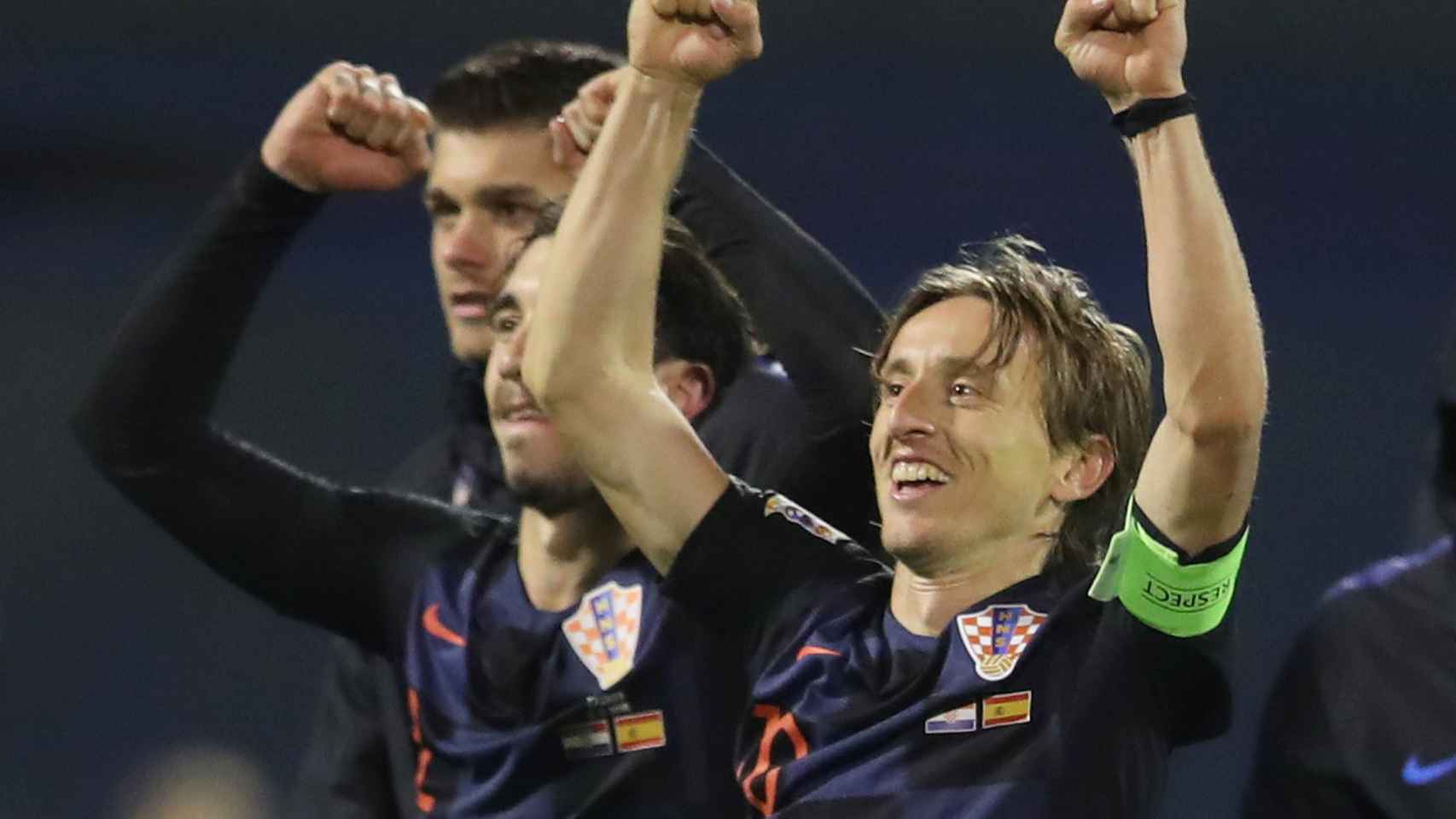 Modric celebra con Croacia su victoria contra España en la Nations League