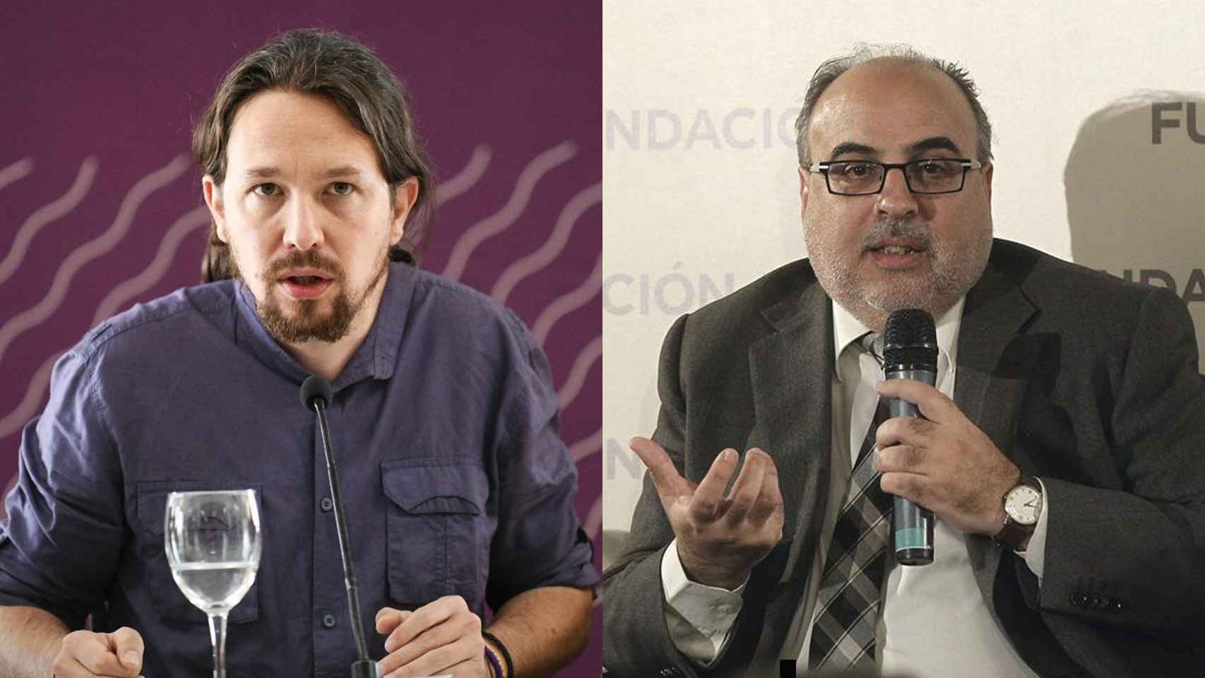 Pablo Iglesias y el periodista Enric Juliana.