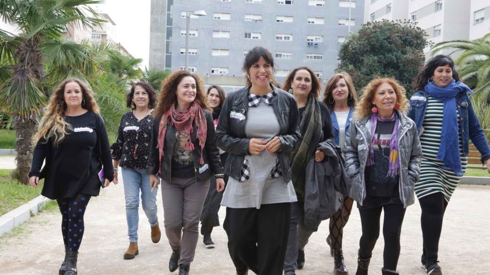 Teresa Rodríguez, líder de Adelante Andalucía, en su mitin feminista de Cádiz.