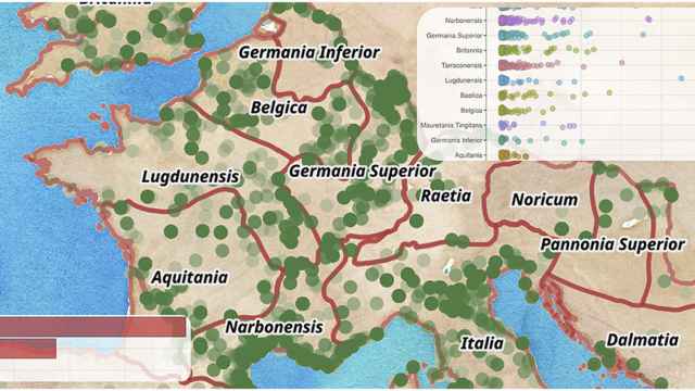 Gráfico sobre las rutas comerciales del Imperio Romano.