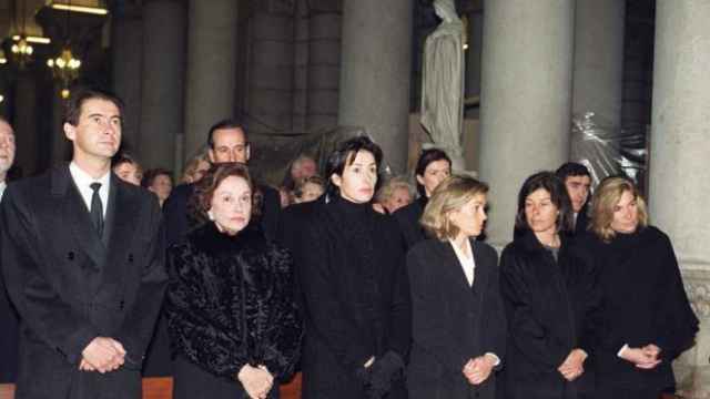 La familia Franco, durante el funeral de Cristóbal Martínez-Bordiú.