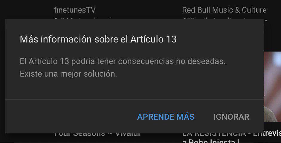 youtube articulo 13