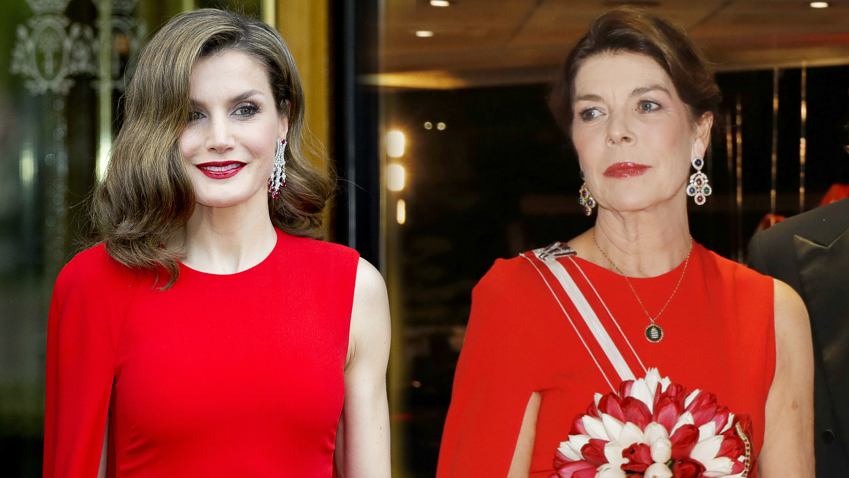 La reina Letizia y Carolina de Mónaco con el mismo vestido.