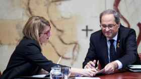 Elsa Artadi y Quim Torra, este martes durante la reunión semanal del Govern de la Generalitat.