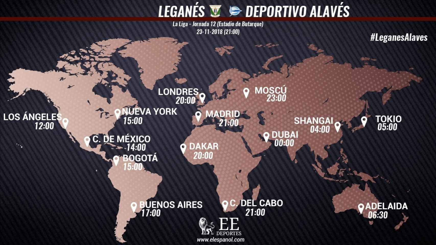 Horario internacional Leganés - Alavés