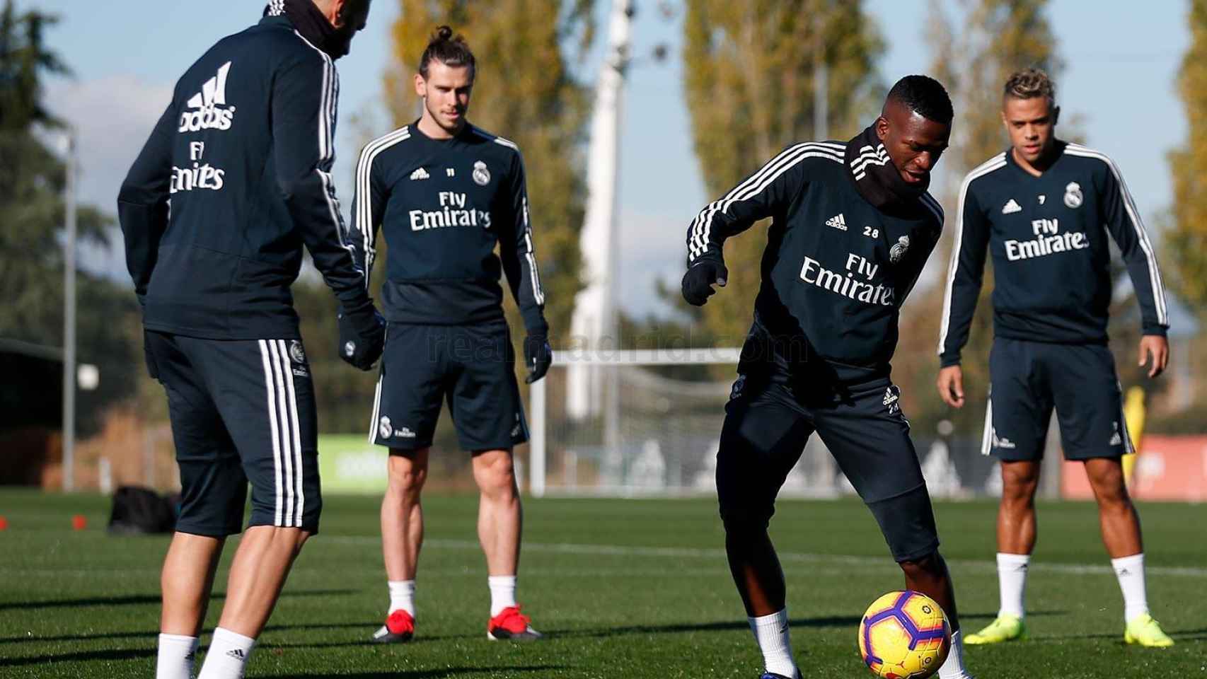 Vinicius, en el entrenamiento del Real Madrid