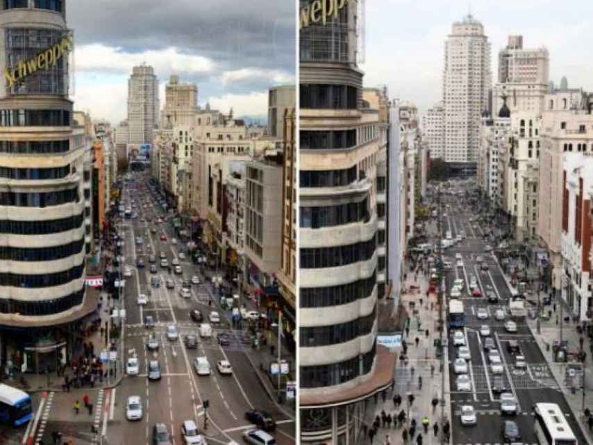El antes y el después de la gran Vía de Madrid