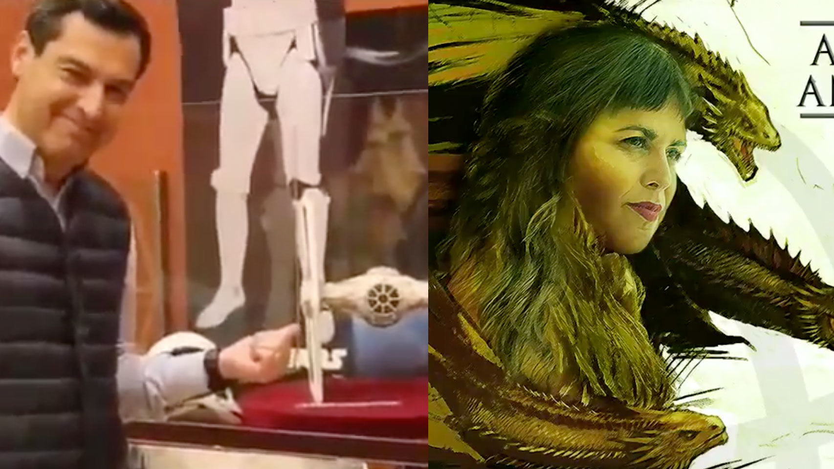 Moreno, con réplicas de Star Wars; y Rodríguez, disfrazada de Khaleesi.
