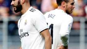 Los delanteros el Real Madrid: el galés Gareth Bale y el francés Karim Benzema
