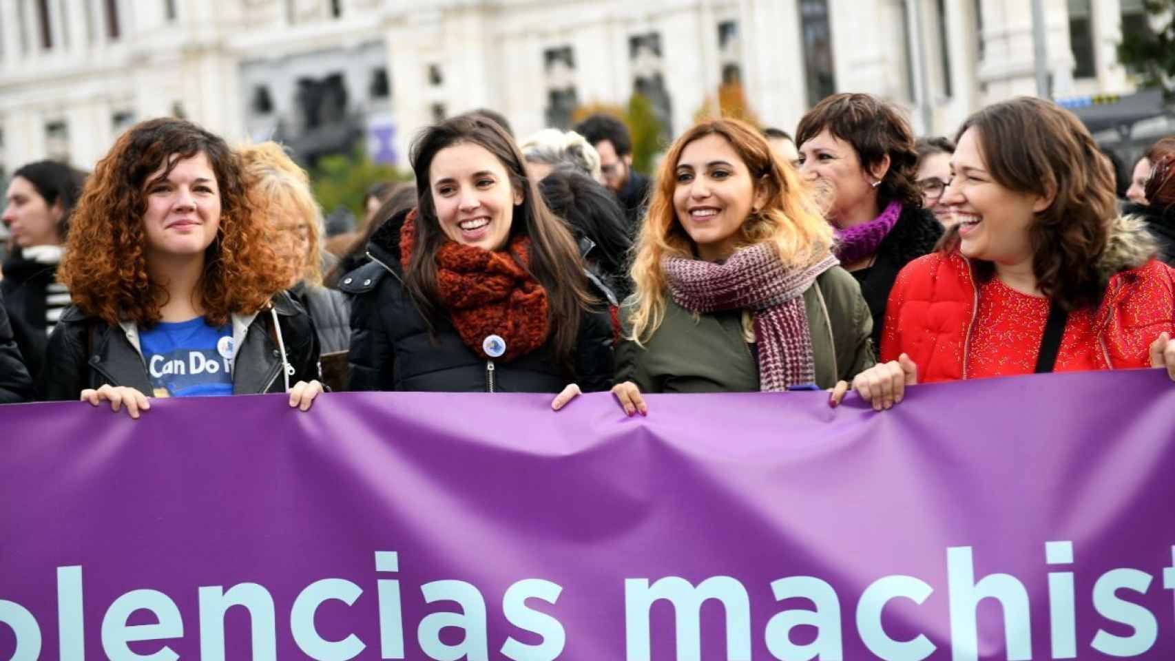 Irene Montero en el manifestación contra la violencia machista en Madrid.