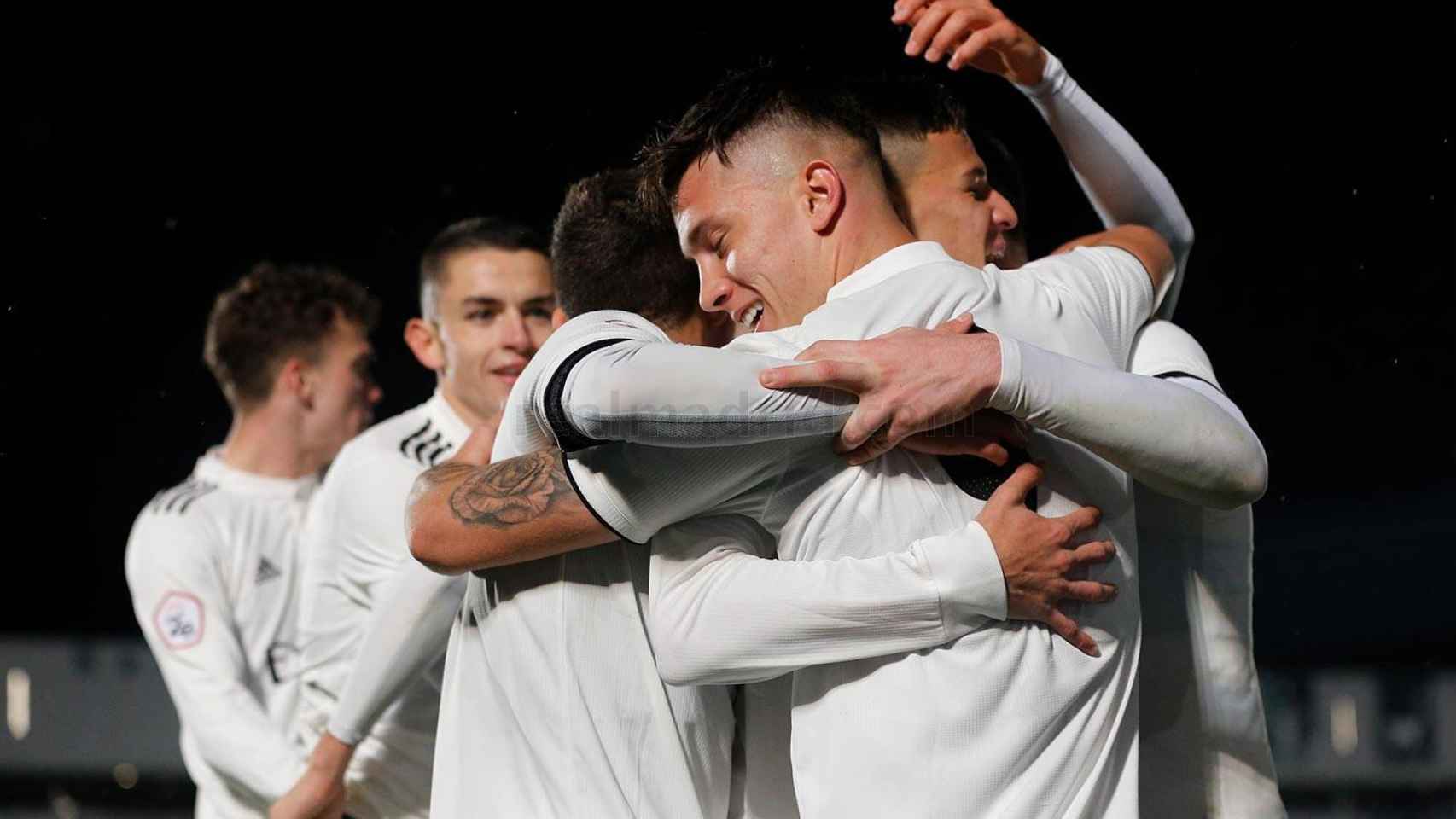 Los jugadores del Castilla celebran un gol en el Alfredo Di Stéfano