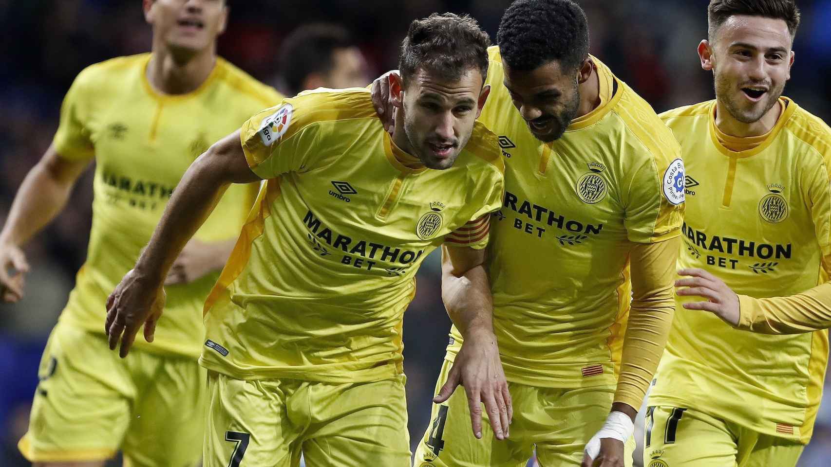 Stuani celebra un gol ante el Espanyol.