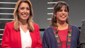 Susana Díaz y Teresa Rodríguez en uno de los debates.