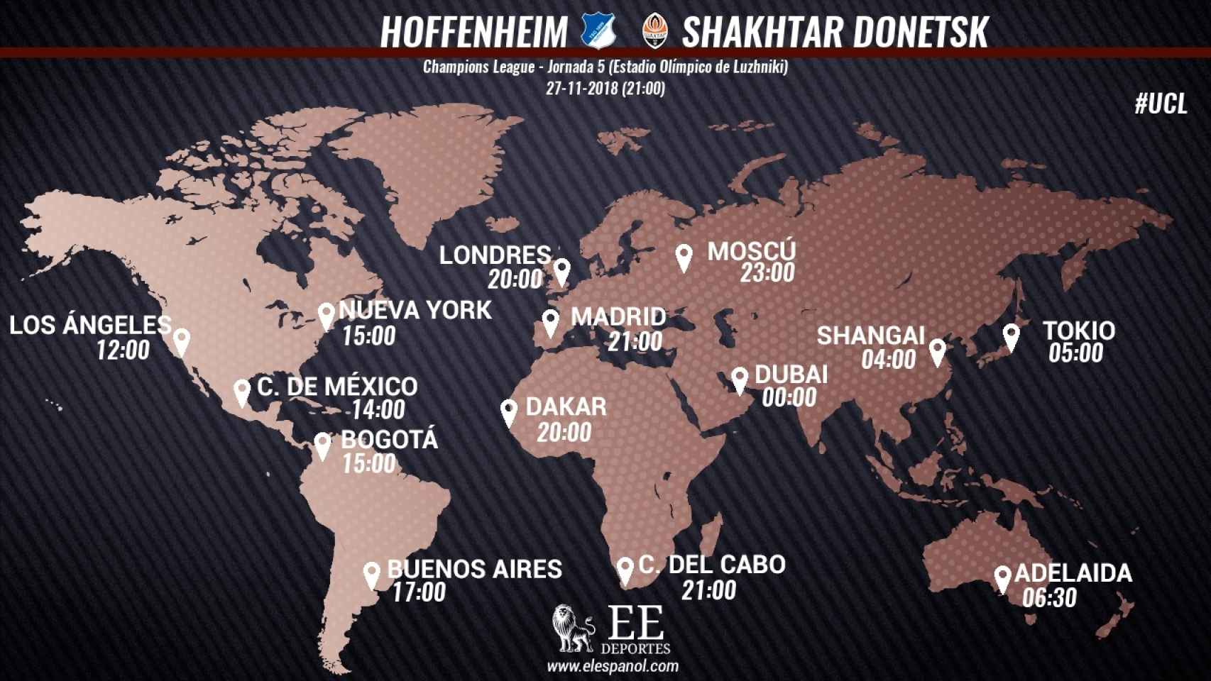 Horario internacional y dónde ver Hoffenheim - Shakhtar