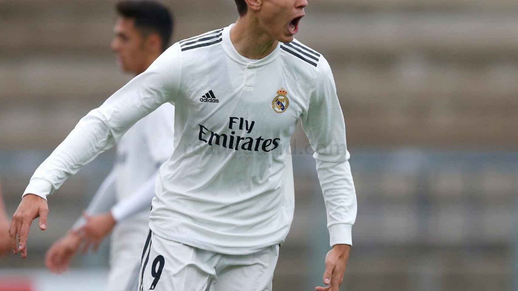 Pedro Ruiz celebra su gol ante la Roma en la UEFA Youth League