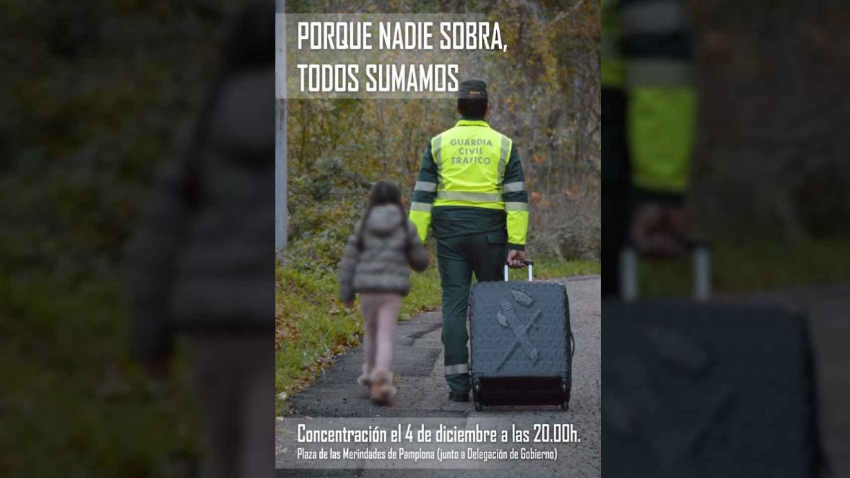 Cartel difundido sobre la concentración en apoyo a la Guardia Civil en Pamplona.