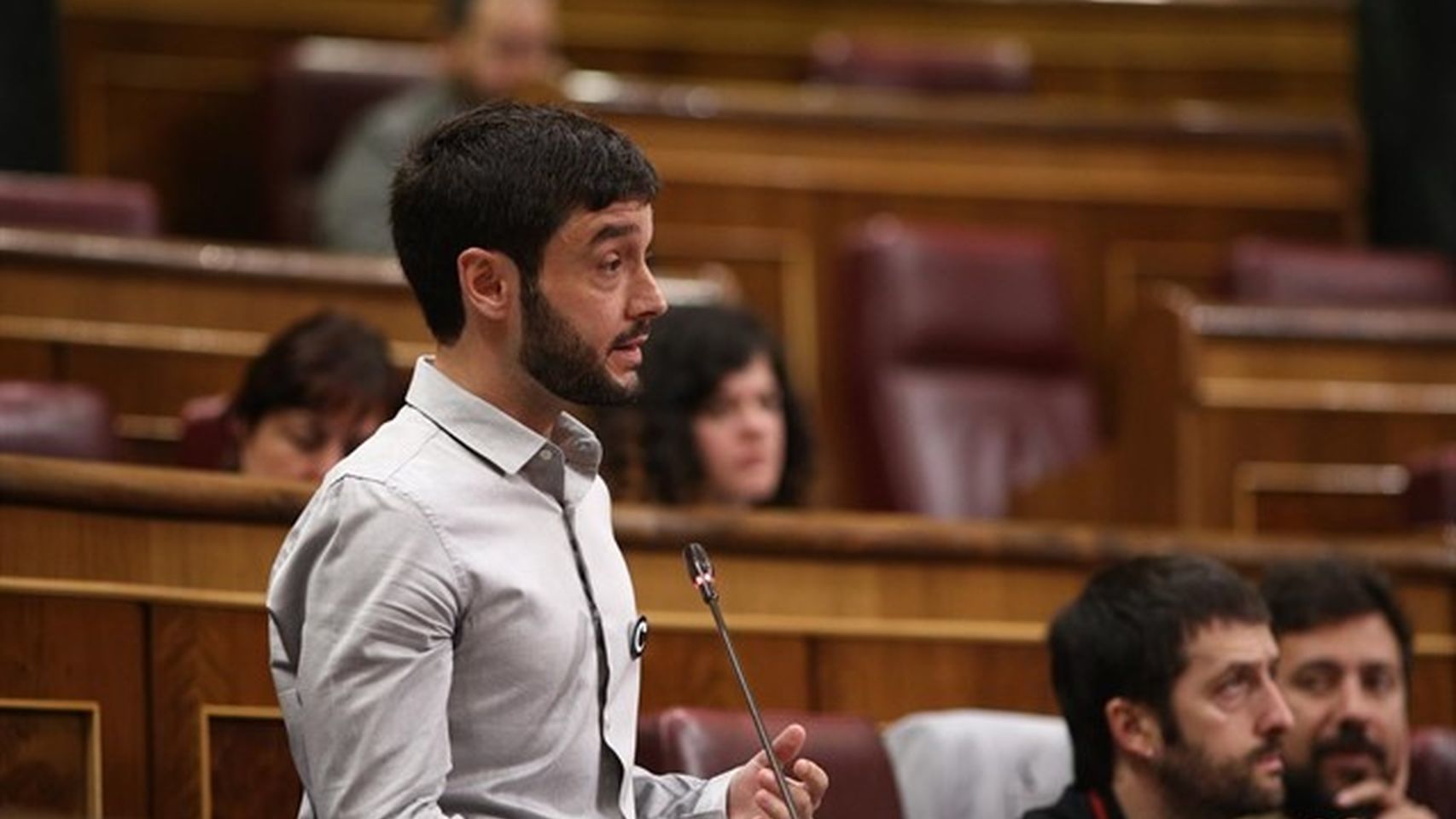 Pablo Bustinduy, secretario de Internacional de Podemos, en el Congreso de los Diputados.