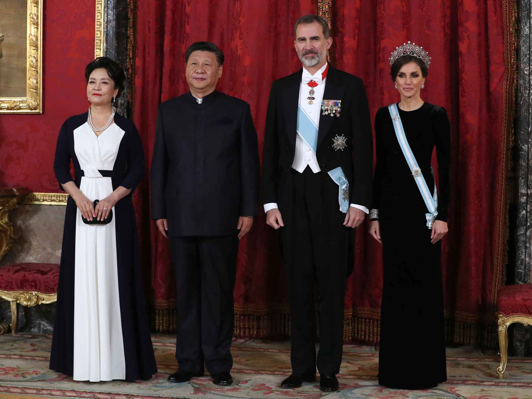 Peng Liyuan, Xi Jinping, el rey Felipe y la reina Letizia.