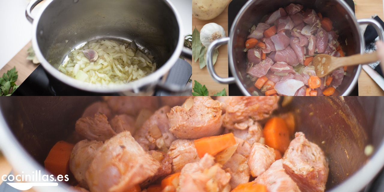 Sofrito para el guiso de carne de pavo