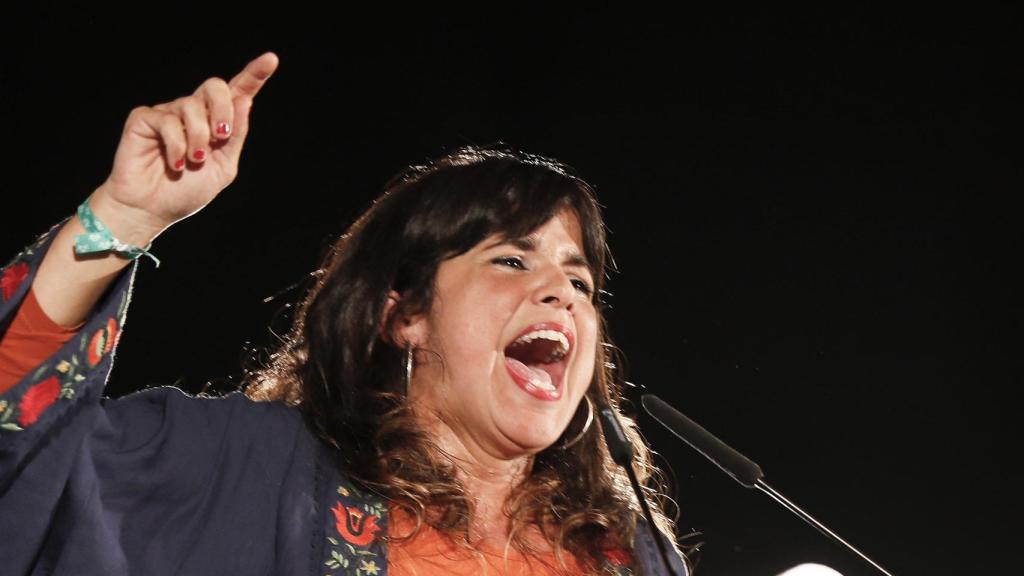 Teresa Rodríguez, secretaria general de Podemos Andalucía, en el acto de campaña de Adelante Andalucía en Sevilla.