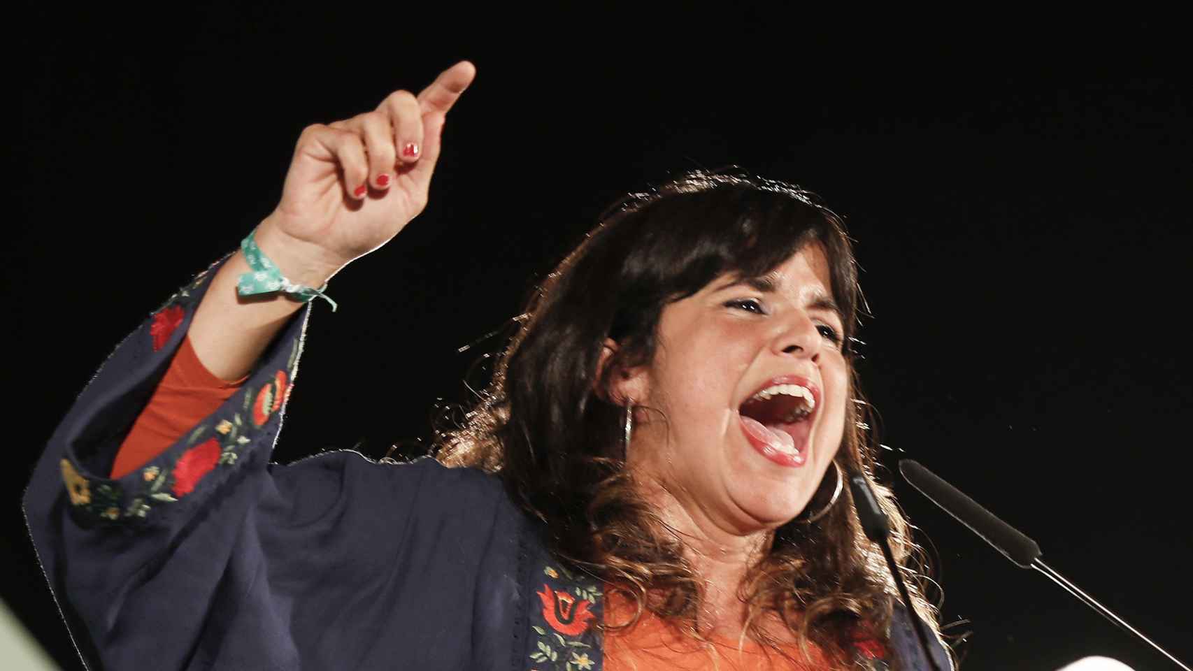 Teresa Rodríguez, secretaria general de Podemos Andalucía, en el acto de campaña de Adelante Andalucía en Sevilla.