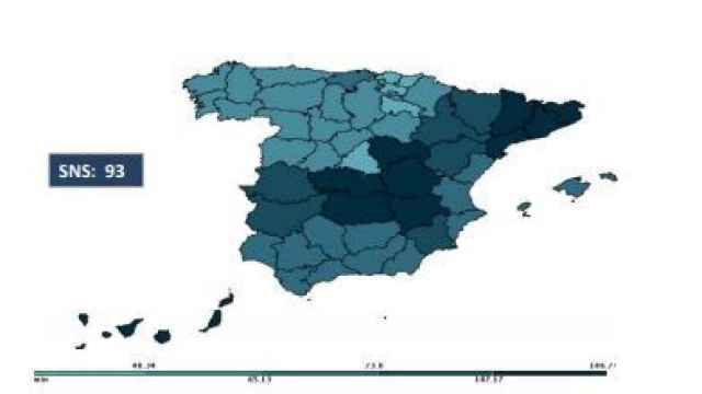 El mapa de España de las listas de espera quirúrgicas.