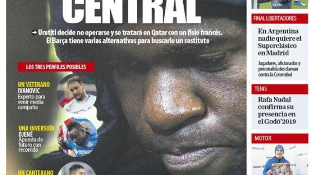 Portada del diario Mundo Deportivo (01/12/2018)