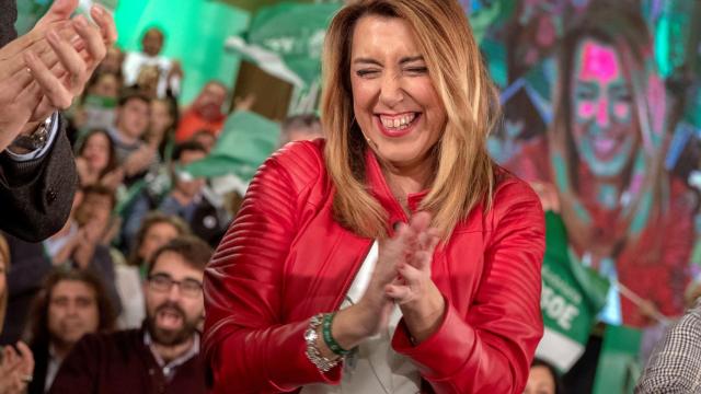 Susana Díaz, durante el acto de cierre de campaña, este viernes.