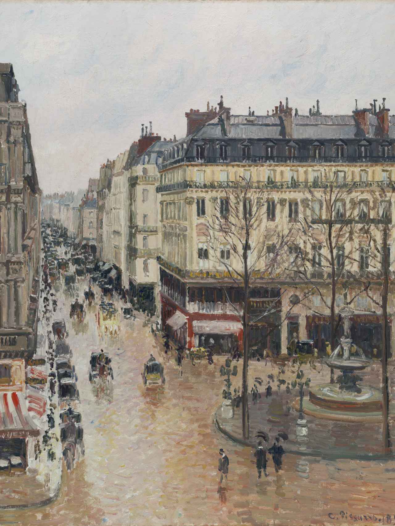 'Rue Saint-Honoré por la tarde. Efecto de lluvia'. Camille Pissarro.